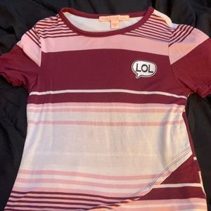 pink/maroon/white lol tee